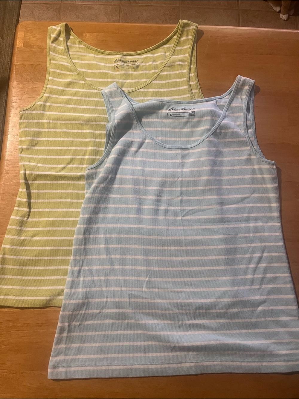 Eddie Bauer Striped Tank Tops - Light Blue & Light Green